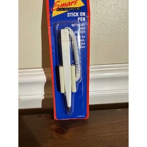 Smart Choice Stick On Pen with Coil and Holder White Office Auto Vintage 02374